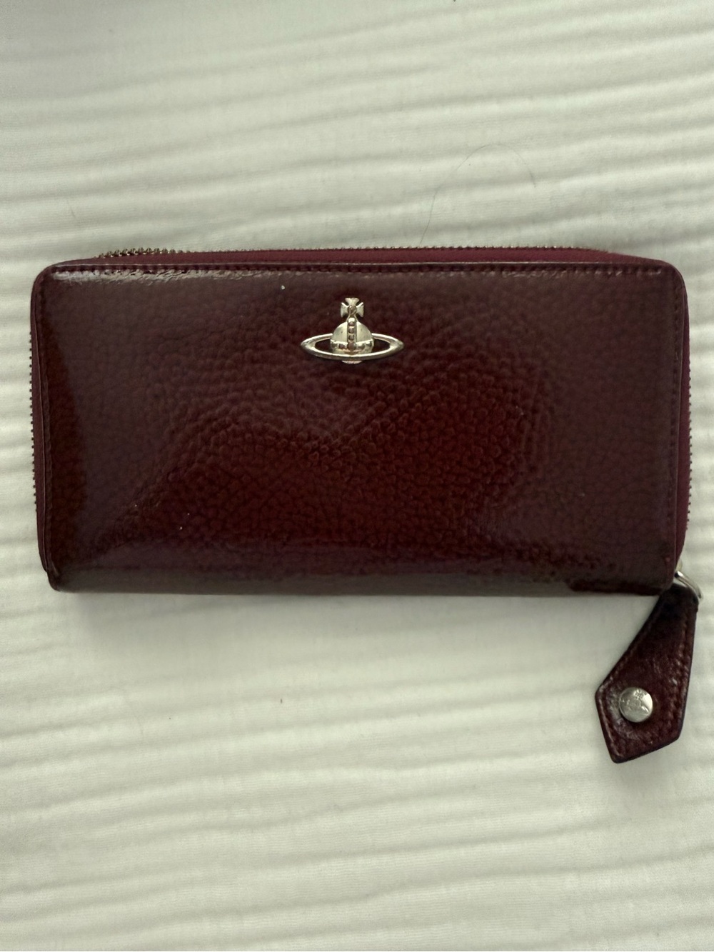Vivienne Westwood Glossy Deep Berry Zip Wallet